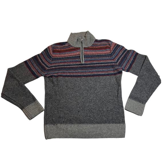 Gianetti Men's 1/4 Zip Pullover Sweater Size Large Wool Blend Multicolor Preppy - Picture 1 of 7